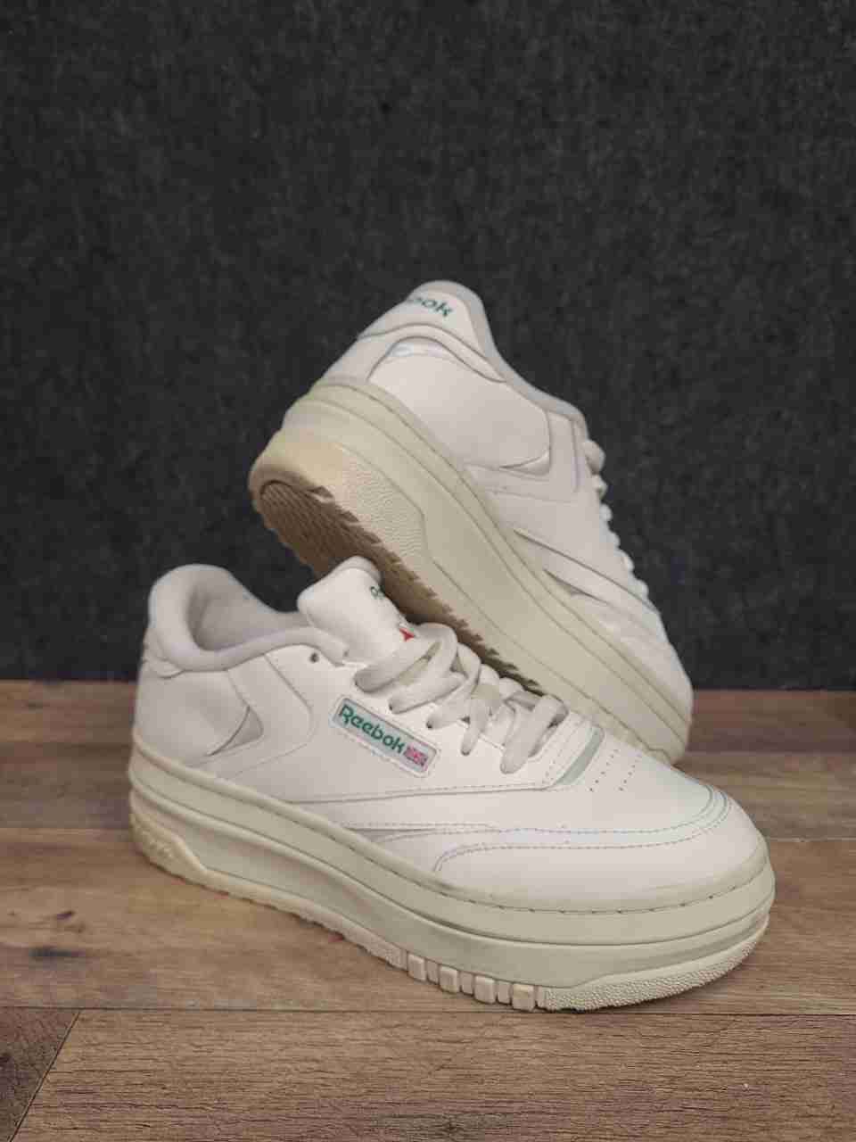 Reebok Club C Extra Chalk White Leather Platform Sneakers Women's Size 9