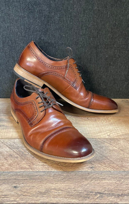 Stacy Adams Dickinson Cognac Brown Cap Toe Derby Dress Shoes Men's Size 12M