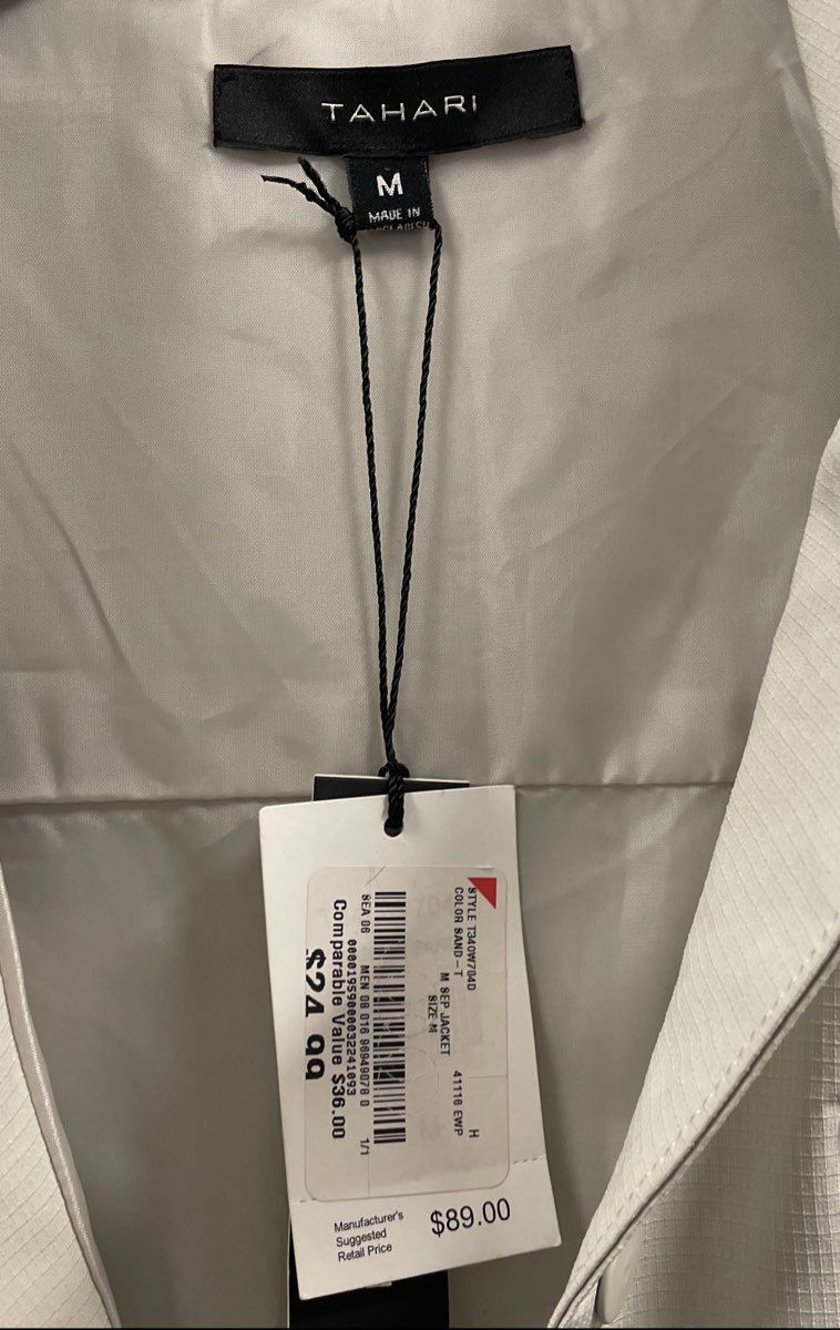 Tahari Women's Sand Snap Front Utility Shirt Jacket Grid Texture NWT Size M