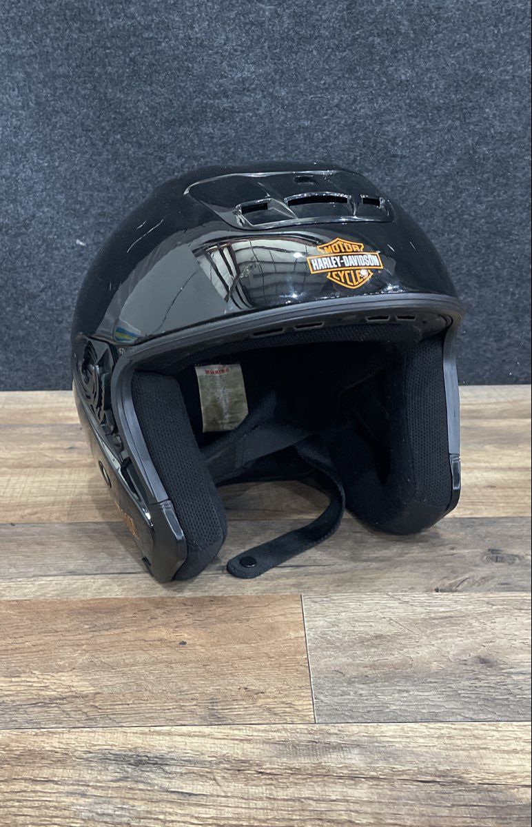 Harley-Davidson Black 3/4 Open Face Vented Motorcycle Helmet SNELL DOT Sz XL