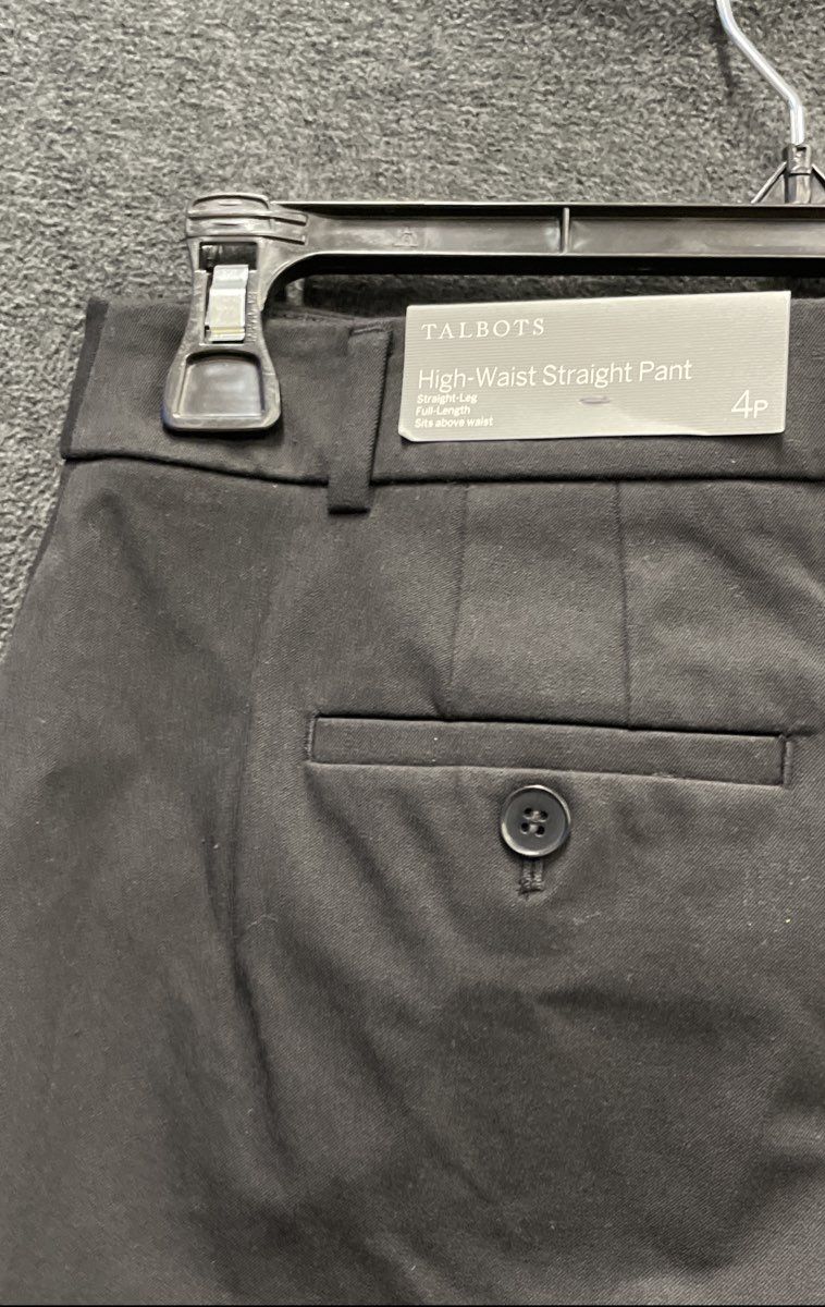 Talbots Women's Black High-Waist Straight Pant Cotton Blend NWT Sz 4P