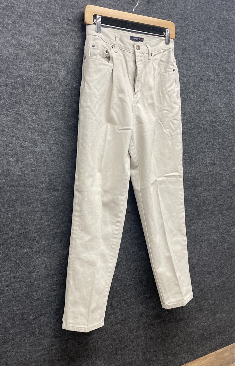 Vintage 90s Bill Blass Women's Off-White Petite Easy Fit High Rise Jeans Sz 6P