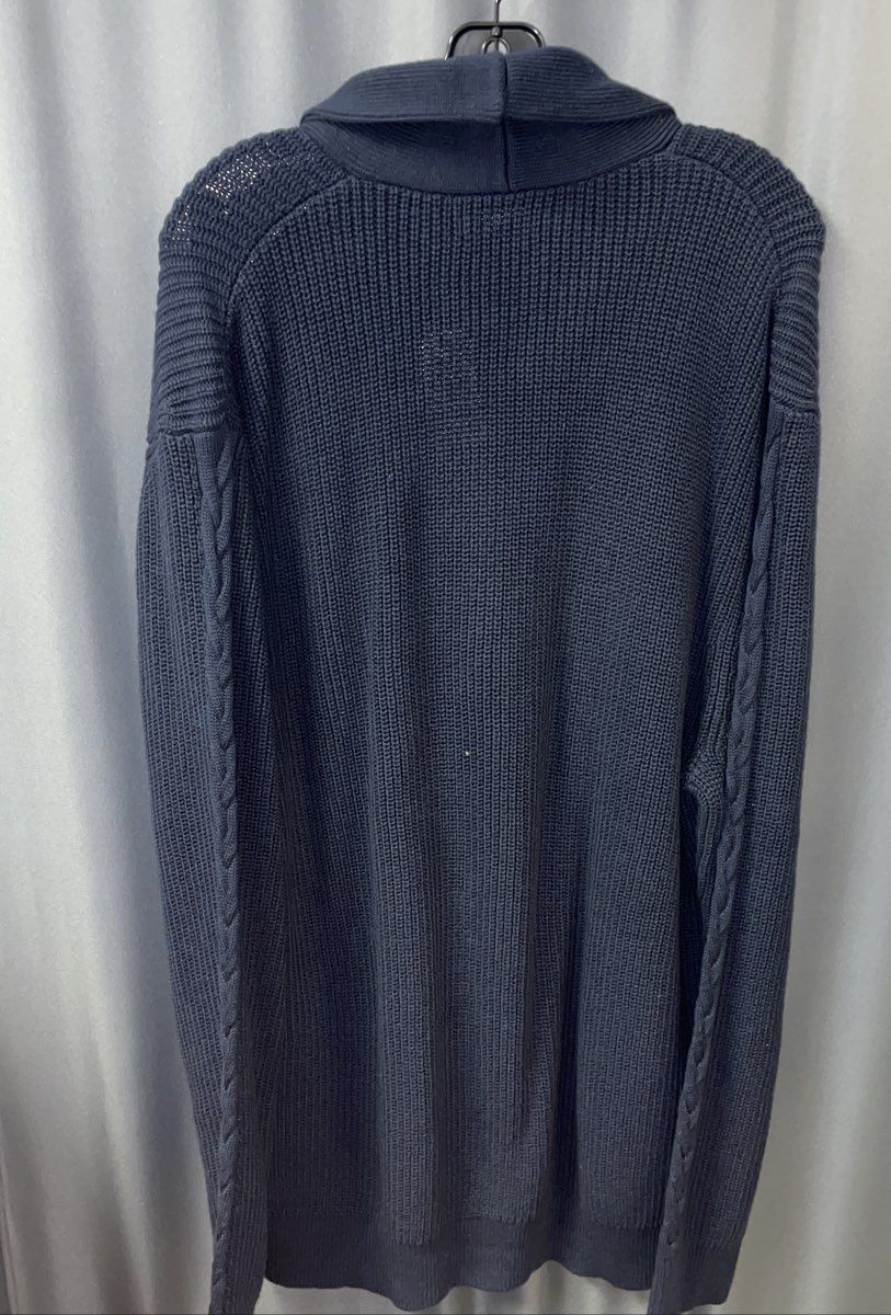 Nautica Men's Shawl Collar Cable Knit Navy Blue Cotton Sweater NWT XXL