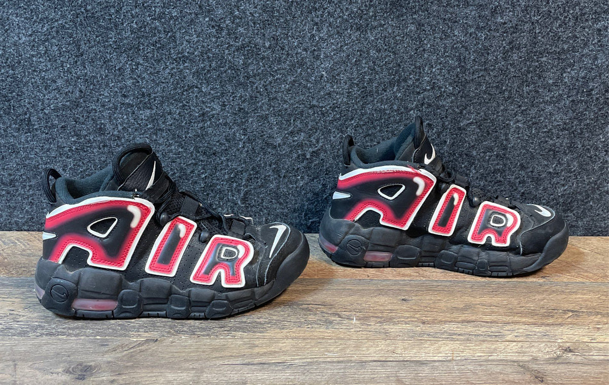Nike Air More Uptempo GS Black Red White Basketball Shoes 415082-010 Size 6Y