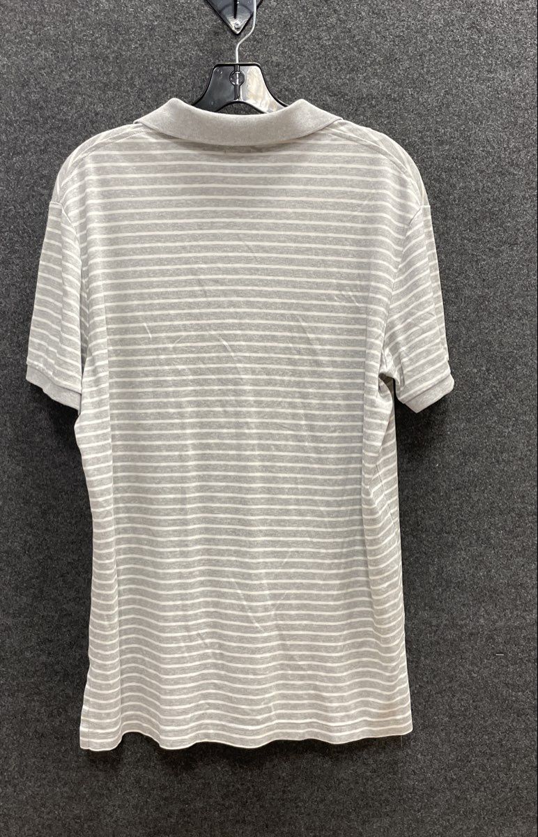 Polo Ralph Lauren Men's Grey White Striped Pima Soft Touch Polo Shirt Sz L