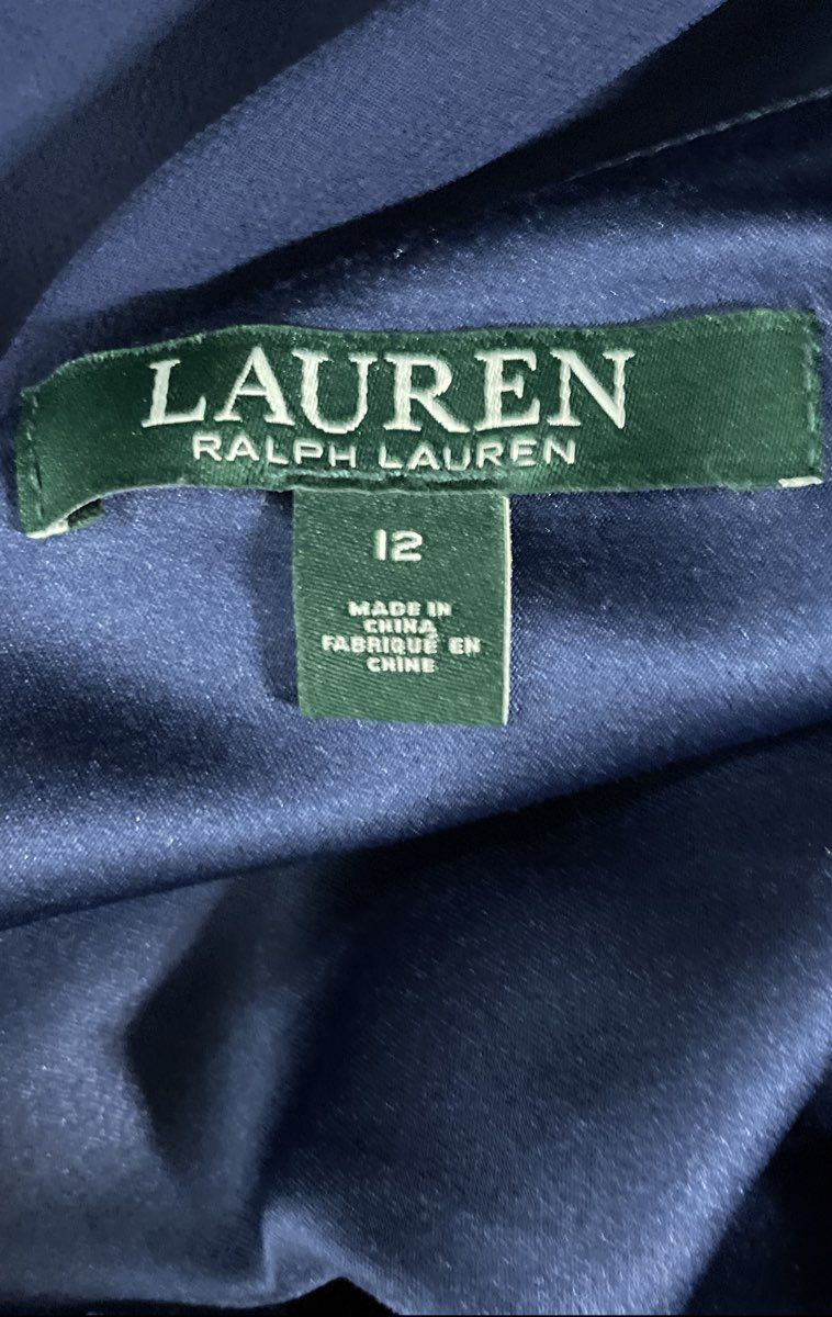 Lauren Ralph Lauren Women's Navy Blue One Shoulder Ruffle Cocktail Dress Sz 12