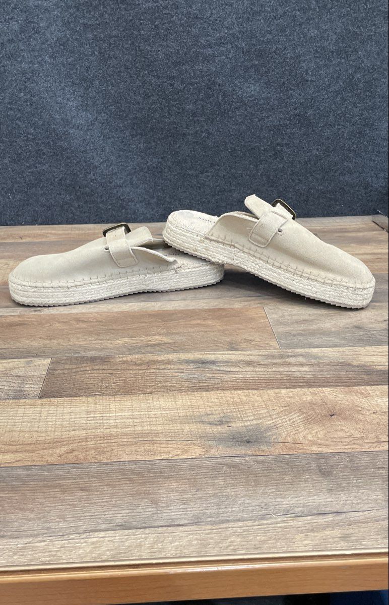 Haute Hippie Style Tan Suede Espadrille Platform Buckle Clogs Size 10M