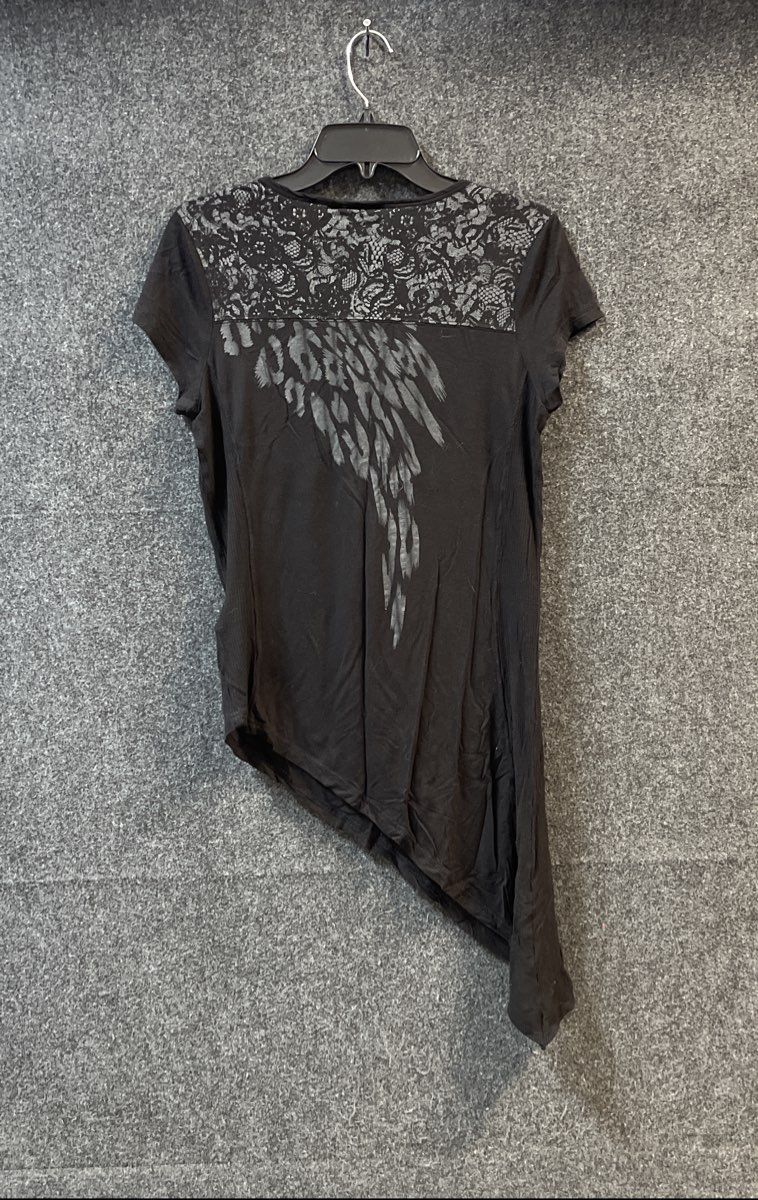 Harley Davidson Women's Asymmetric Hem Lace-Up Wing Graphic Shirt Top Size L