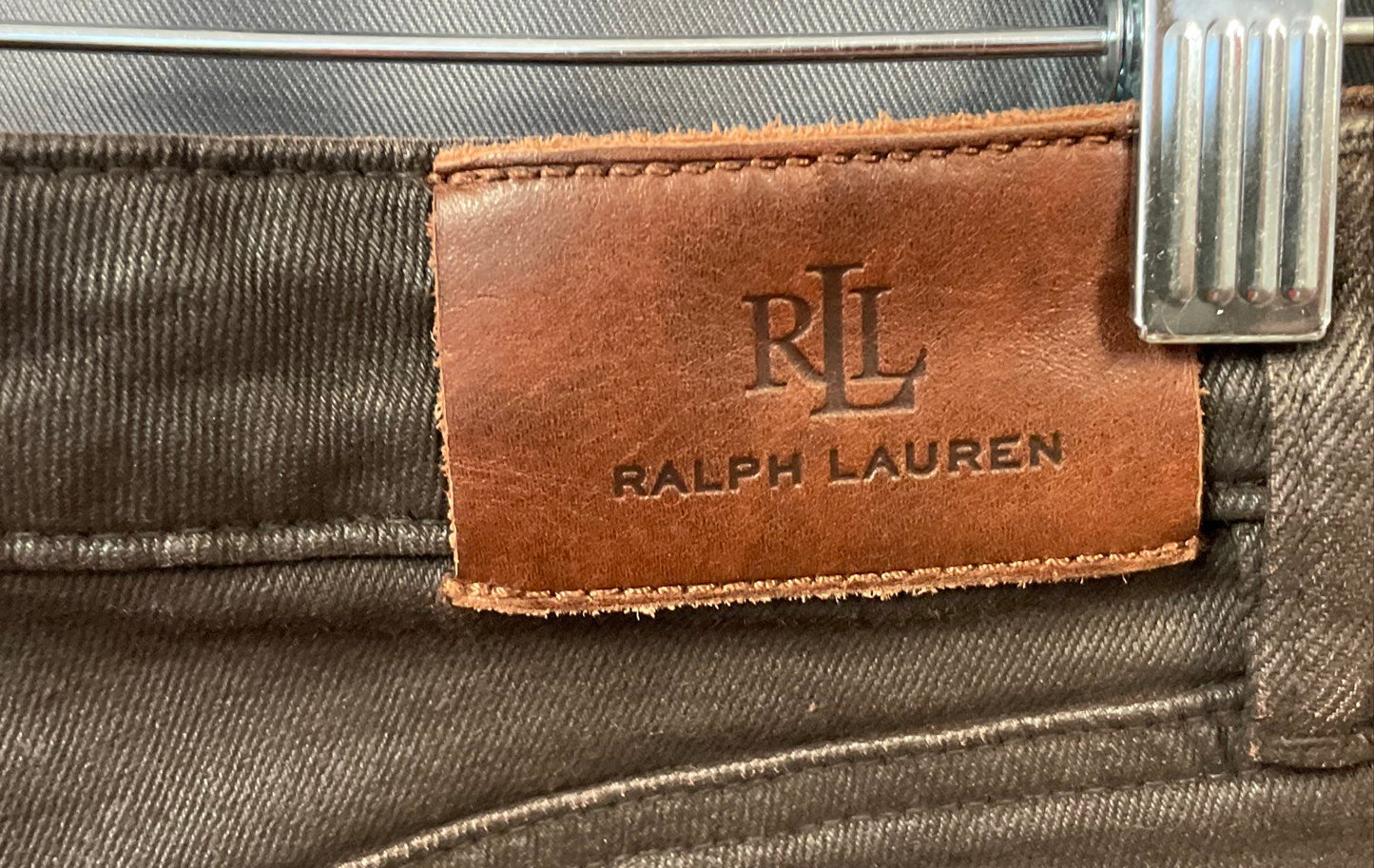 Lauren Ralph Lauren Women's Brown Coated Metallic Skinny 5-Pocket Jeans Sz 6