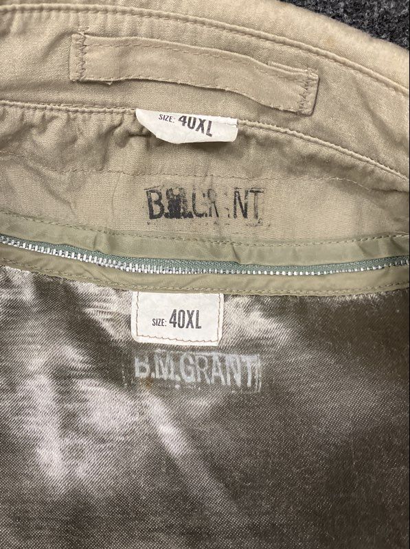 B.M. Grant Men's Military All Weather Overcoat Trench Beige Double Breasted 40XL