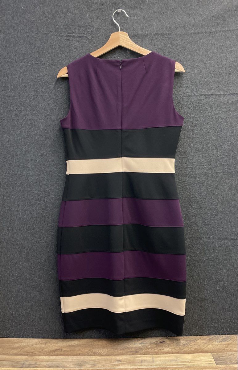 Tommy Hilfiger Women's Colorblock Sheath Dress Purple Black Beige Sz 6 NWT