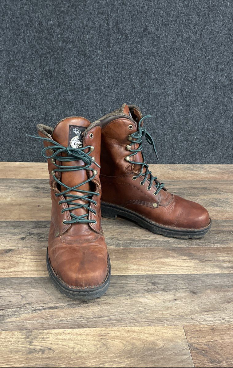 Georgia Boot Eagle Light G8083 Brown Leather 8" Work Boots Men's Size 10 W