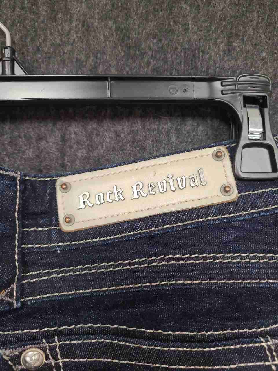 Rock Revival Women's Heather Easy Straight Dark Wash Flap Pocket Jeans Sz 27