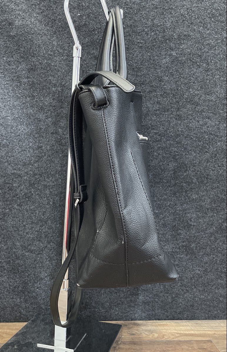 Fiorelli Black Pebbled Leather Satchel Tote Bag Crossbody Silver Hardware