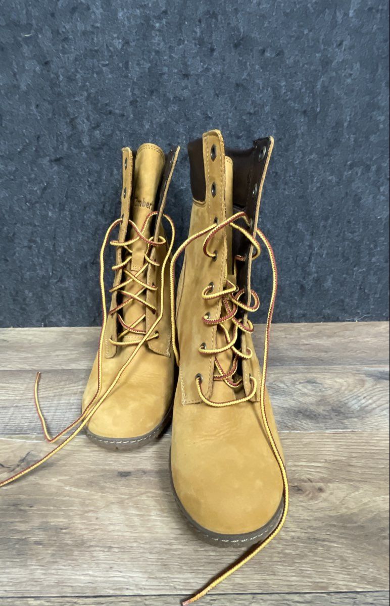 Timberland Glancy 6 Inch Heeled Boot Wheat Nubuck Women's Size 8.5