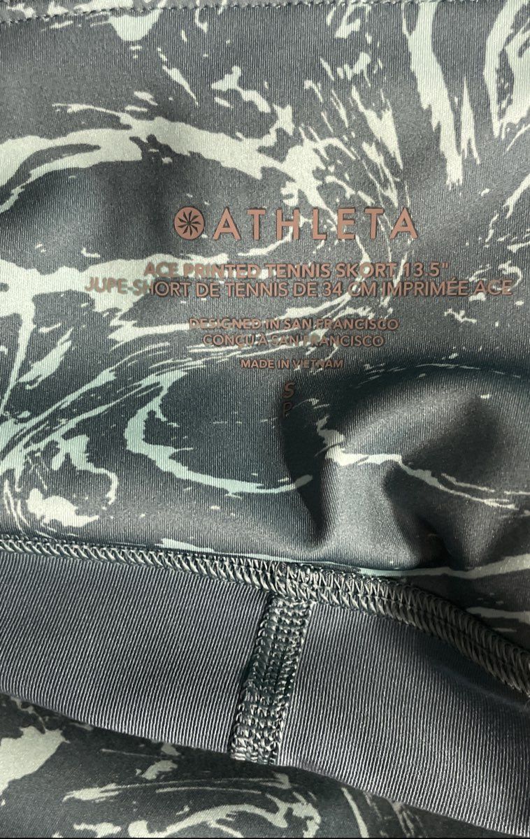 Athleta Women's Ace Printed Tennis Skort Teal Green Marble Pattern Sz S