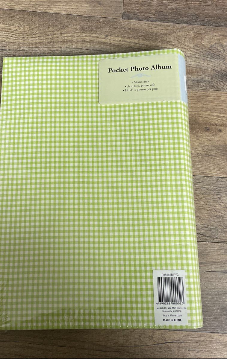 Lot of 3 New Sealed Gingham Photo Albums 300 4x6 Photos Green & Yellow