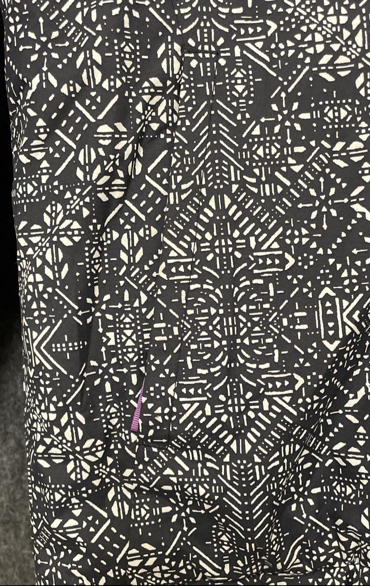 Columbia Girls Black White Geometric Hooded Puffer Jacket Sz M