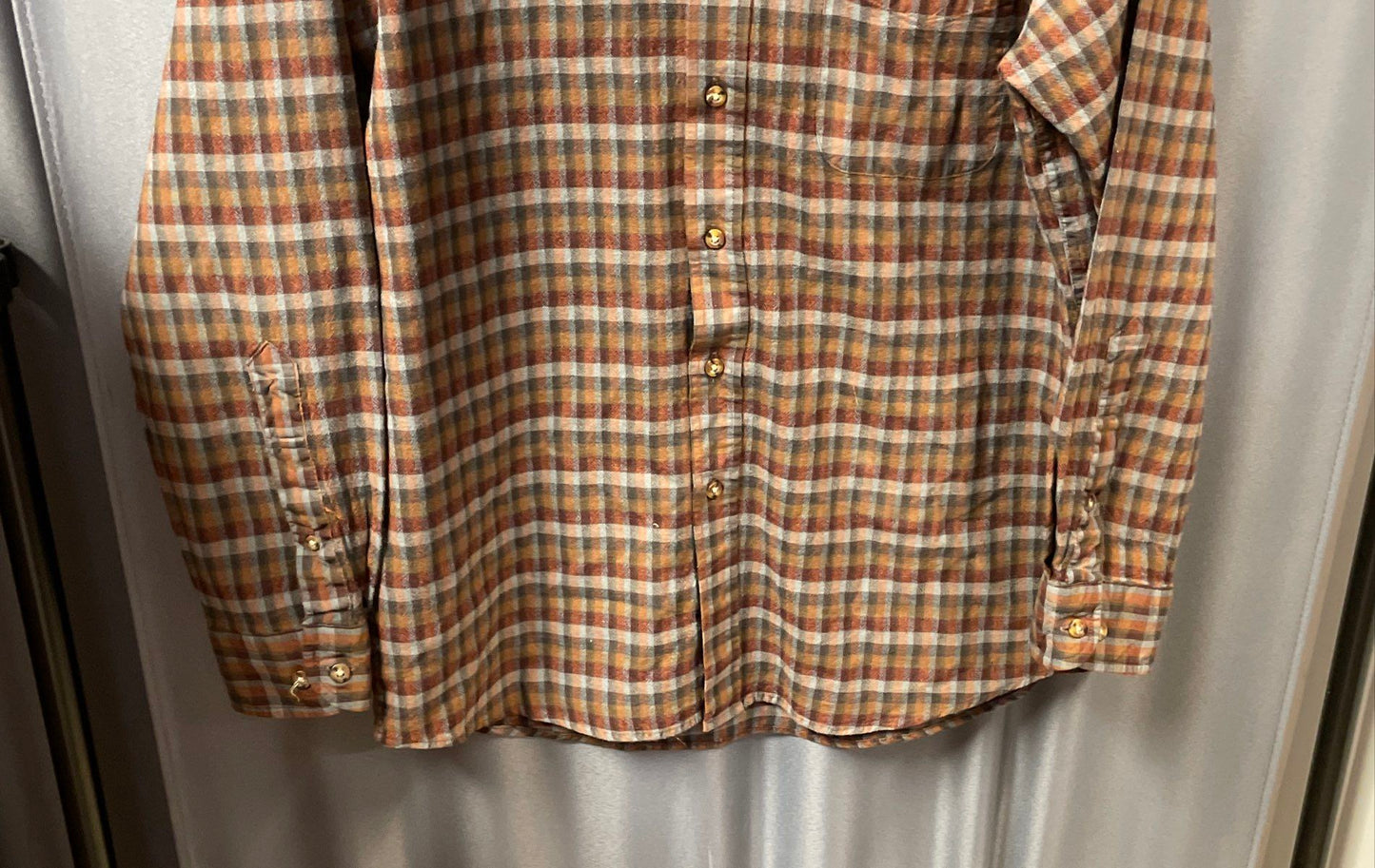 Pendleton Men's Brown Blue Plaid 100% Wool Button Down Shirt Sz L