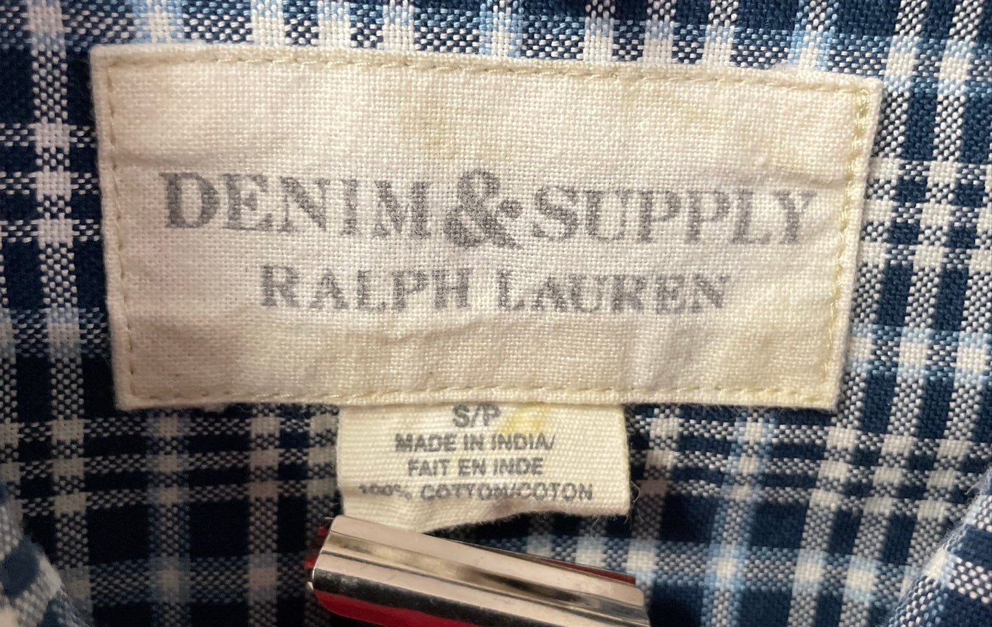 Denim & Supply Ralph Lauren Men's Blue White Plaid Cotton Button Down Shirt S