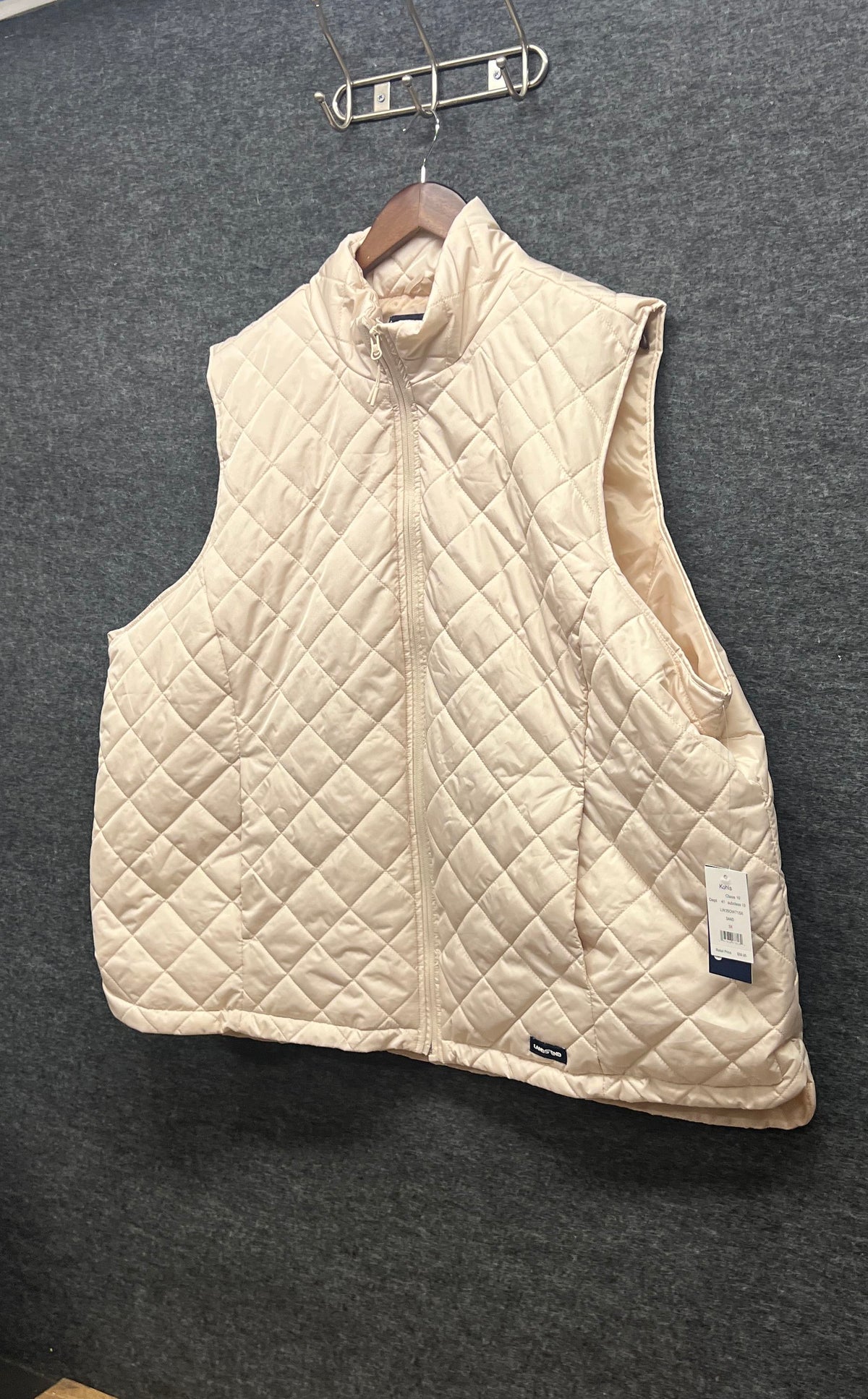 Lands' End Women's Ivory Quilted Zip Up Puffer Vest Sz 3X NWT