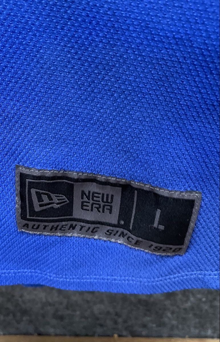 New Era Men's King George KG Royal Blue Baseball Jersey Button Up Sz L