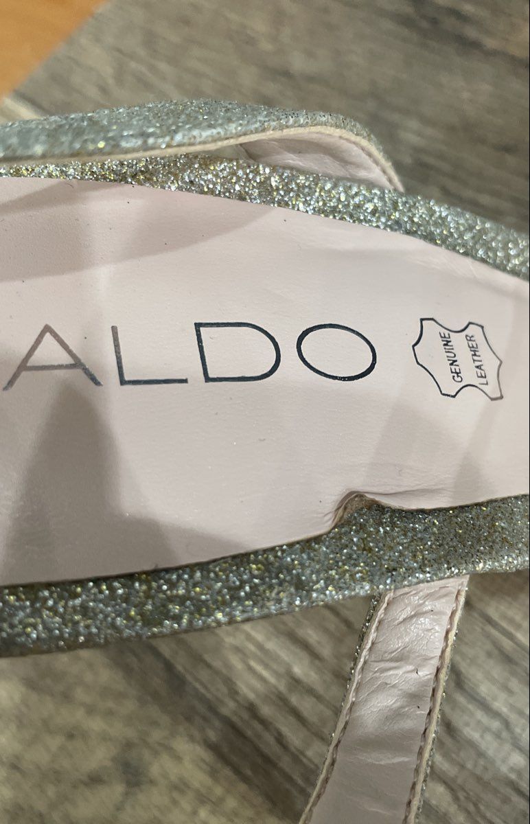 Aldo Silver/Pink Glitter Strappy Slingback Stiletto Heels Women's Size 9