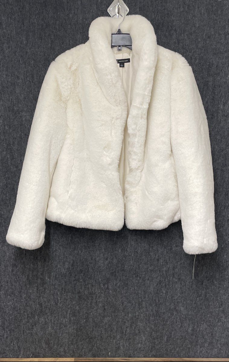 I.N.C. International Concepts Women's Cream Shawl Collar Faux Fur Jacket L NWT