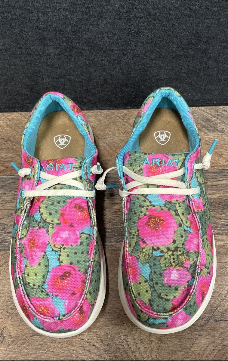 Ariat Hilo Prickly Pear Cactus Pink Floral Slip-On Shoes Women's Size 9