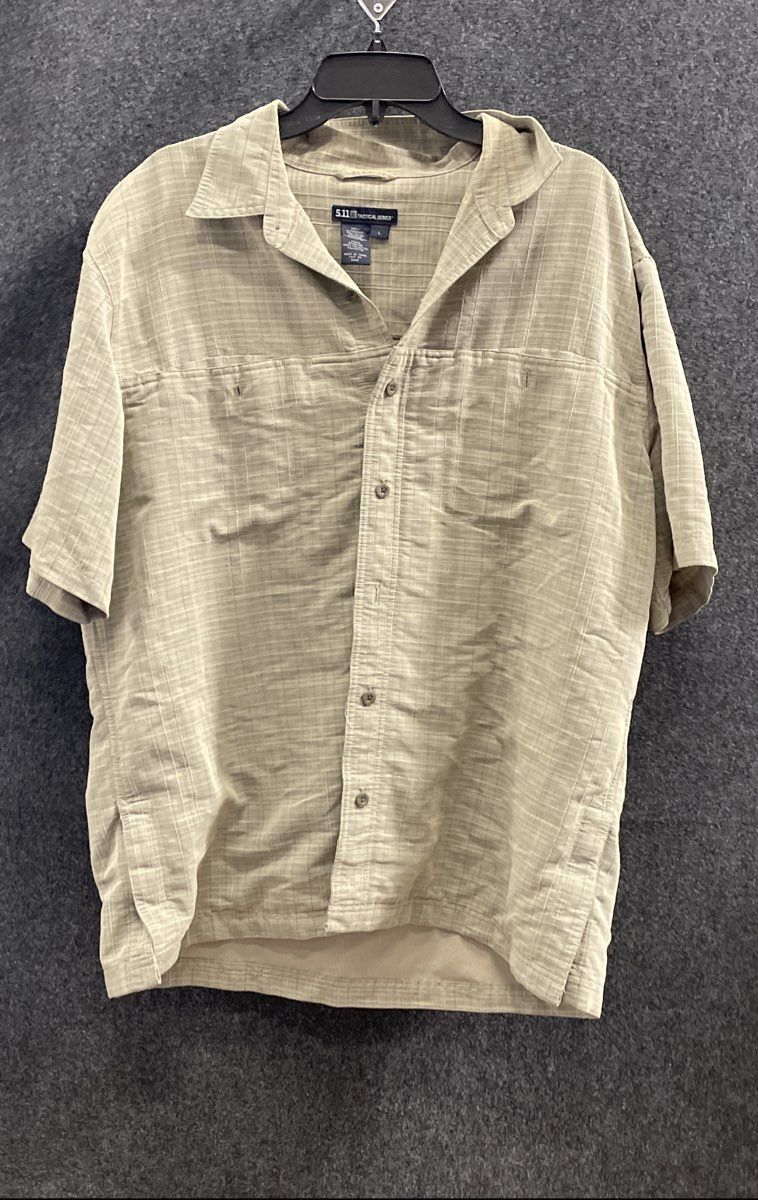 5.11 Tactical Men's Grey Short Sleeve Button-Up Shirt Plaid Sz L