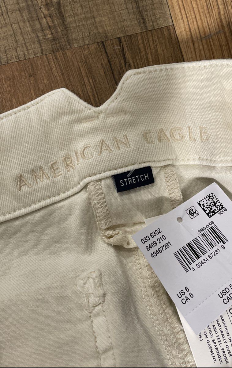 American Eagle Women's Beige 11" Jort High-Rise Dreamy Drape Shorts Sz 6 NWT