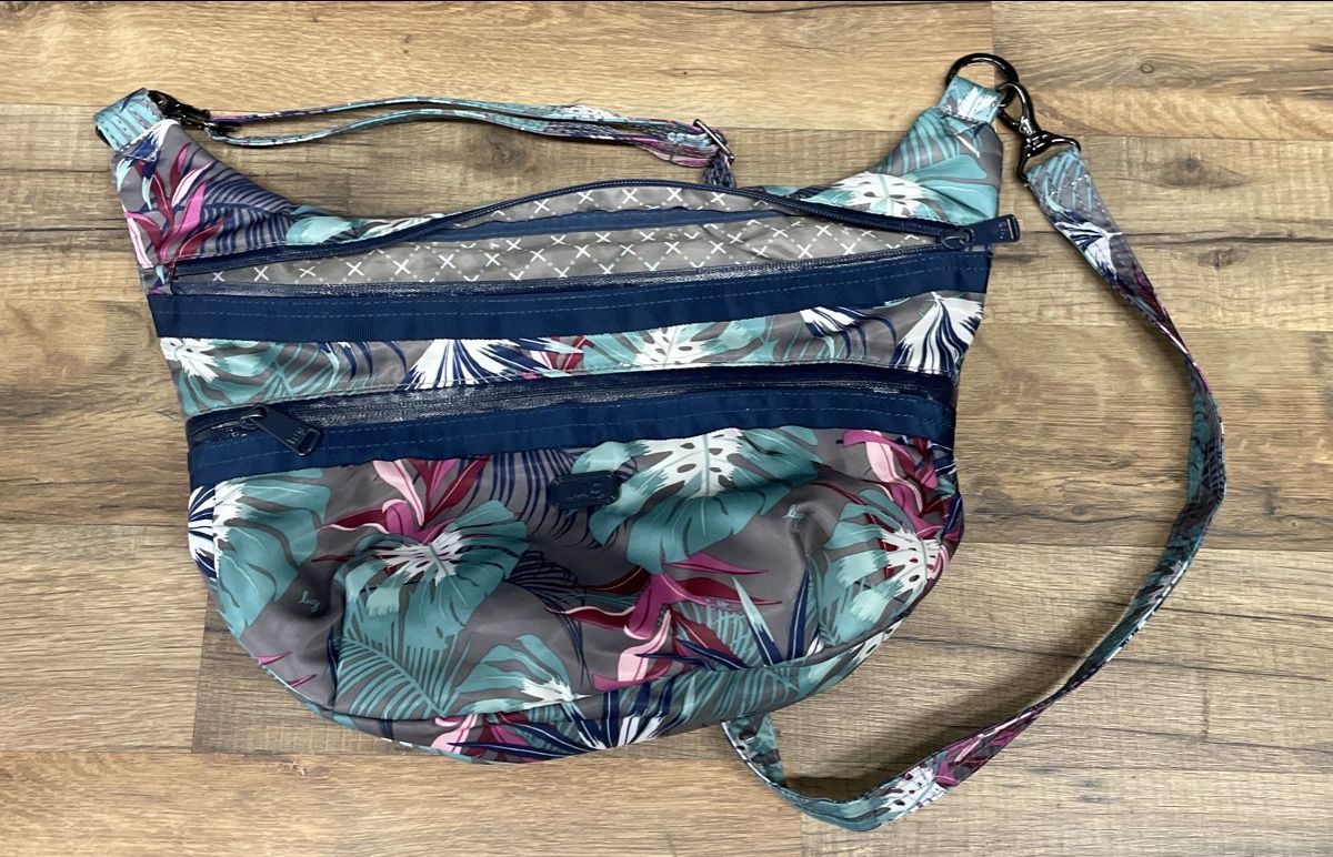 Lug Teal Purple Tropical Floral Hippy Crossbody Bag Hobo Shoulder Bag