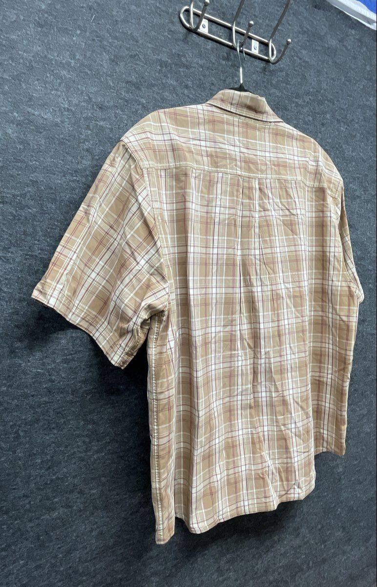 Carhartt Men's Tan Plaid Cotton Short Sleeve Button Up Shirt Model S185BUC Sz XL