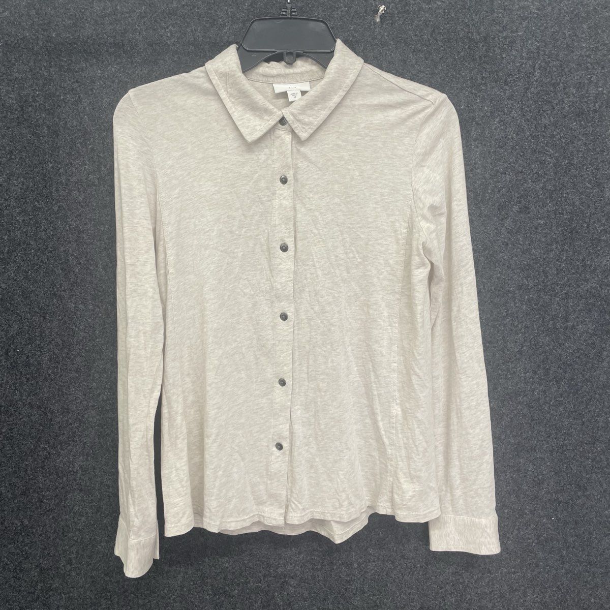 J. Jill Women's Oatmeal Cotton Tencel Modal Long Sleeve Button Front Shirt Sz XS
