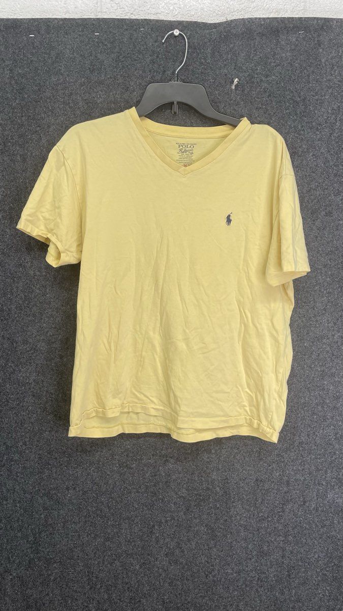 Polo Ralph Lauren Men's Yellow Cotton V-Neck Short Sleeve Pony Logo Tee Sz M