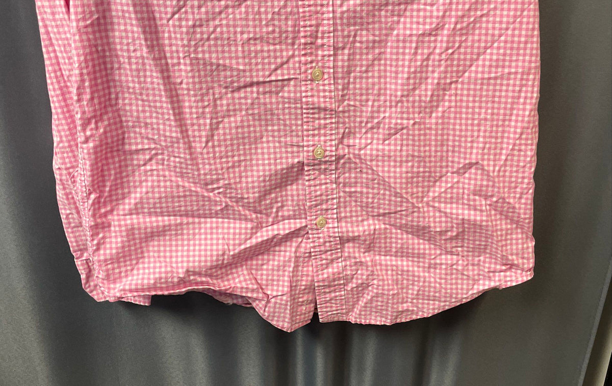 Ralph Lauren Boys Pink Gingham Check Natural Stretch Shirt Sz L 14-16