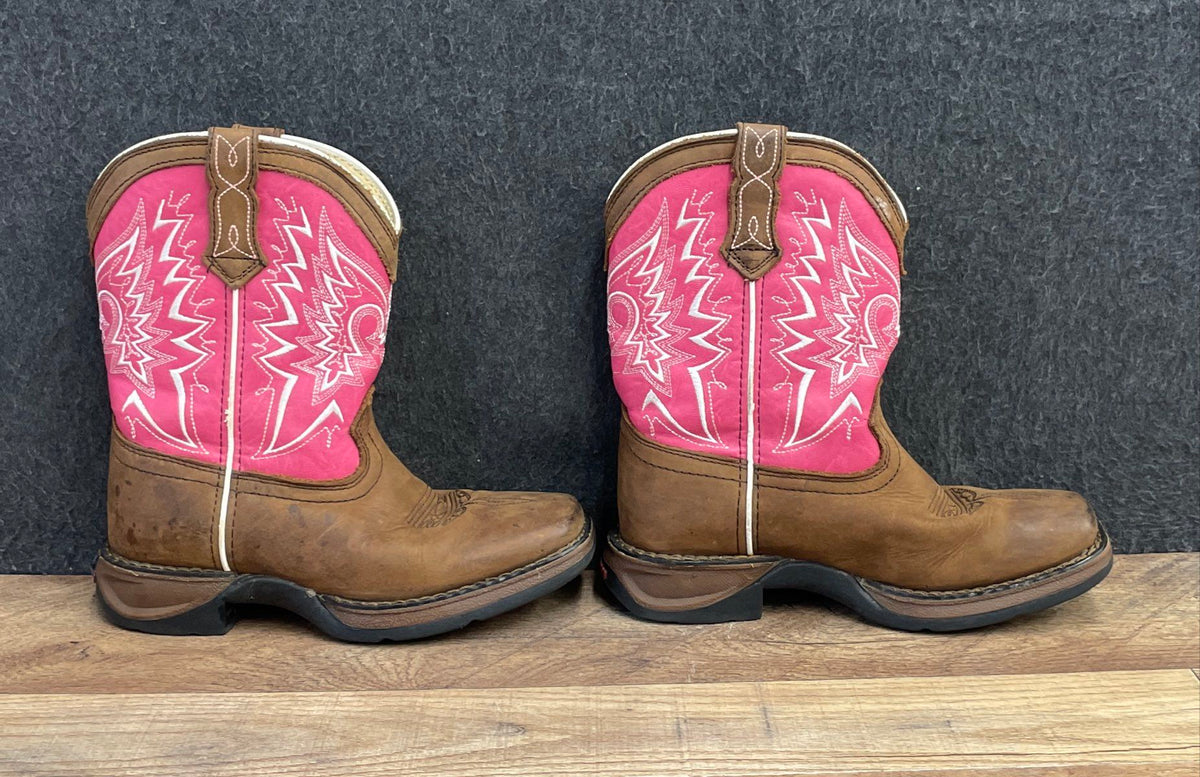 Durango Lil' Durango Tan Pink Western Cowboy Boots Kid's Size 13.5M