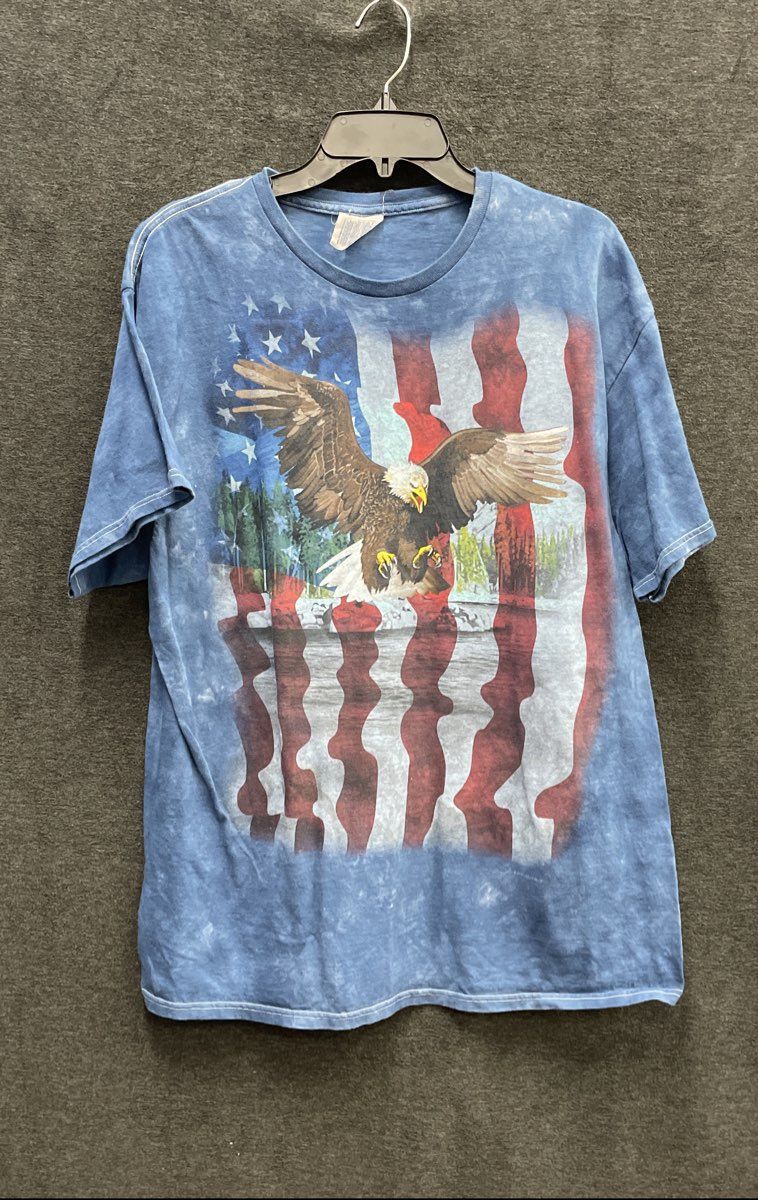 Vintage Y2K Bald Eagle American Flag Tie Dye T-Shirt Patriotic Double Stitch Sz