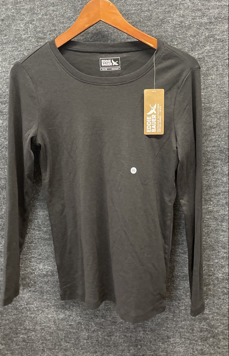 Eddie Bauer Women's Black Favorite Long Sleeve Crew Neck Tee Sz PM NWT