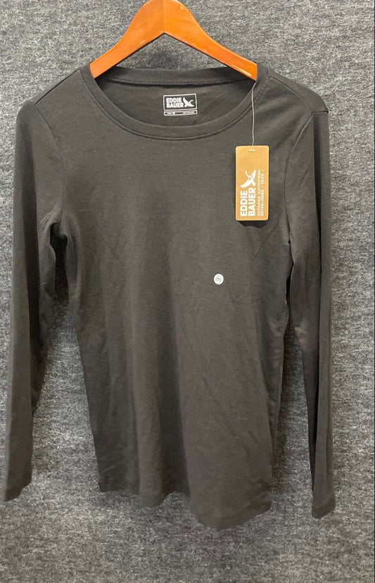 Eddie Bauer Women's Black Favorite Long Sleeve Crew Neck Tee Sz PM NWT
