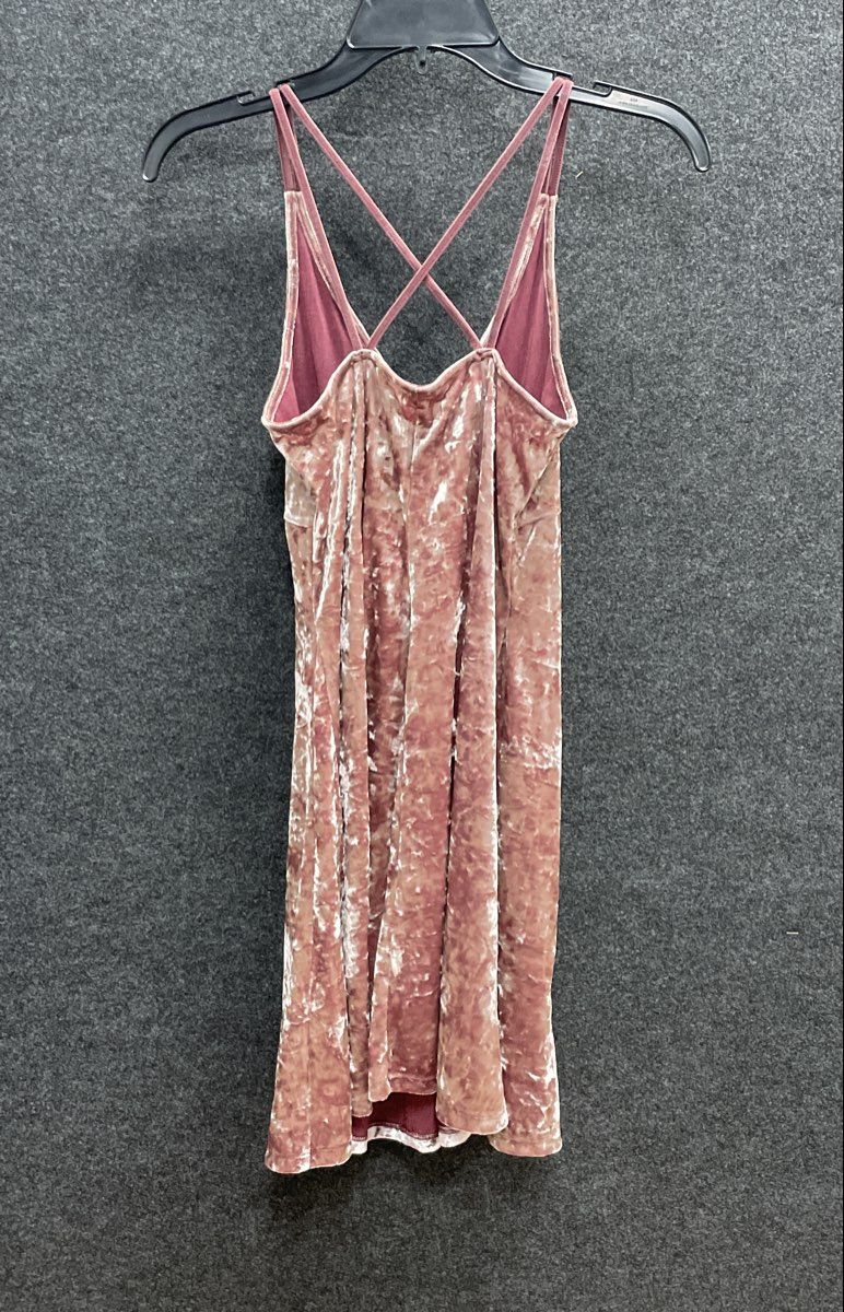 American Eagle Women's Mini Dress Rose Crushed Velvet Criss-Cross Back Sz XS NWT