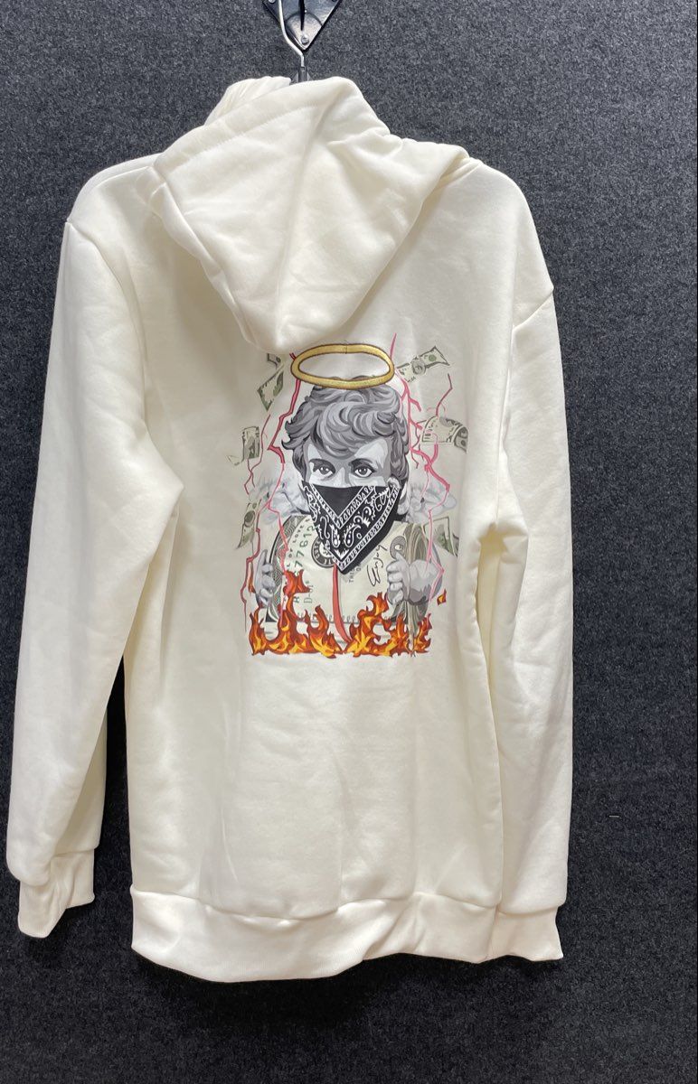 Riot Empire Men's White Real Boss Fleece Hoodie Graphic Sweatshirt Size XL NWT
