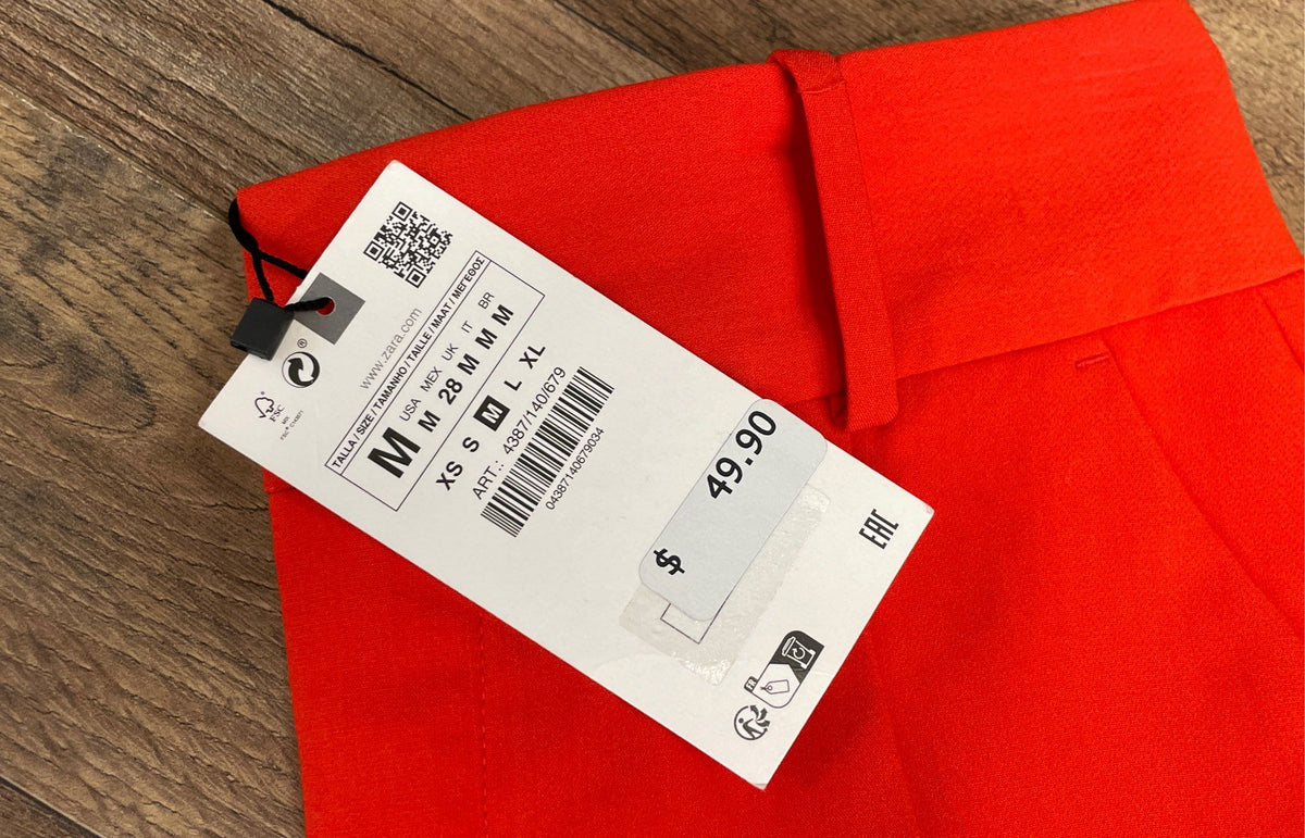 Zara Women's Orange High Waisted Pleated Tapered Trousers Size M NWT