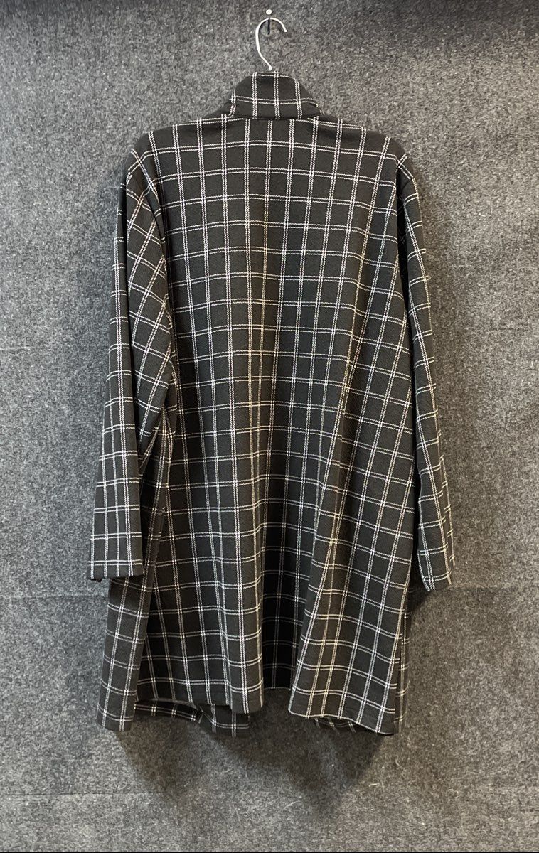 Mello Day Women's Black White Grid Open Front Long Cardigan Sweater Sz 3X NWT