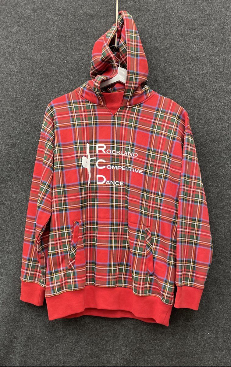 Gap Girls Red Plaid Rockland Competitive Dance Pullover Hoodie NWT Size 14-16