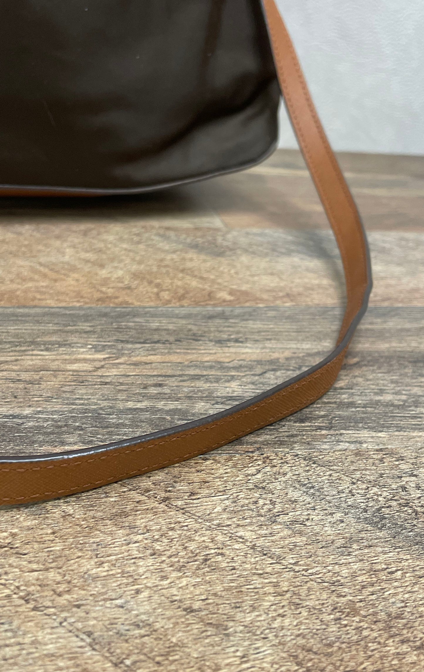 Michael Kors Brown Nylon Saffiano Leather Trim Hobo Shoulder Bag Gold Hardware