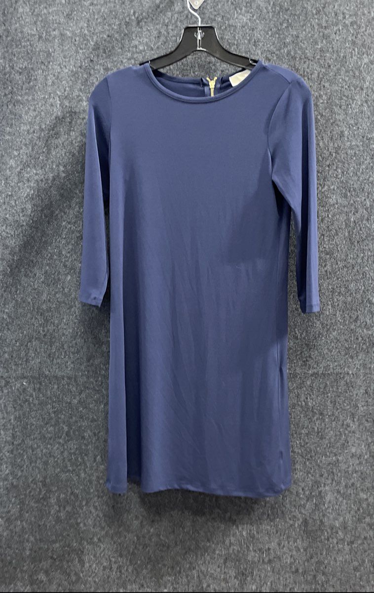 Michael Kors Women's Navy Blue Gold Zip Tunic Top Mini Dress Sz XS