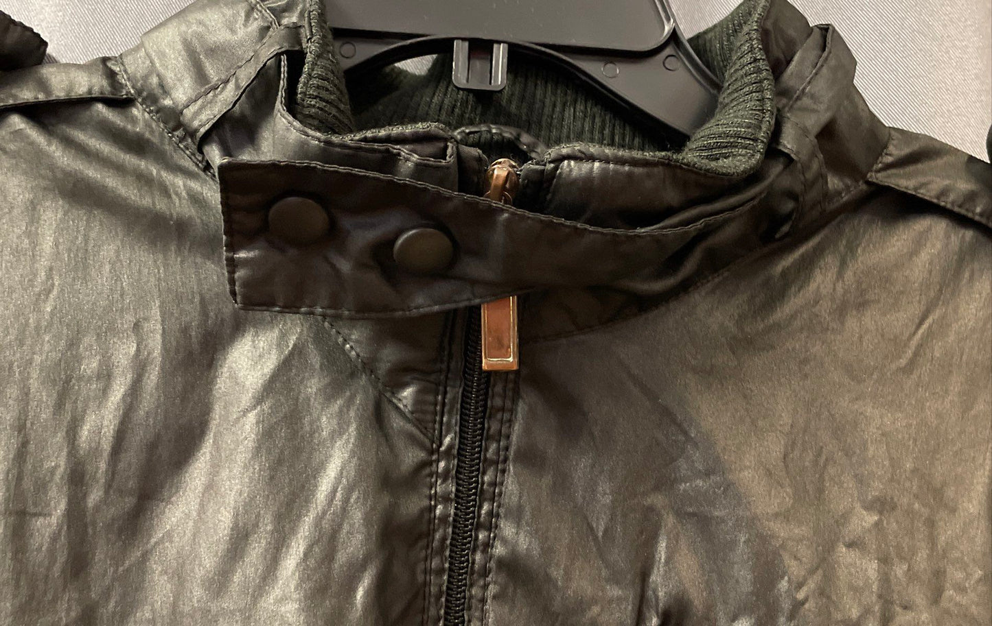 Smoke Rise Mens Black Retro Military Bomber Jacket Full Zip Coated Sz L