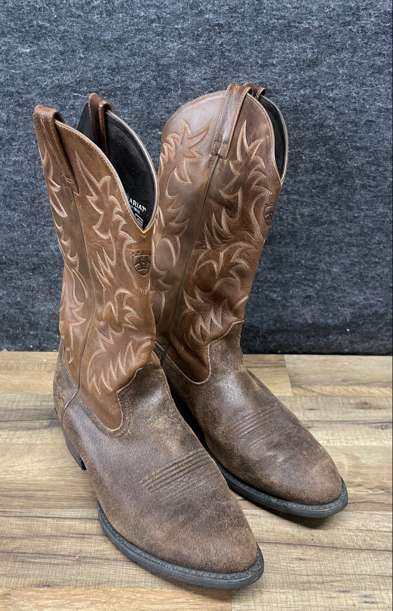 Ariat Heritage Roughstock Brown Leather Western Cowboy Boots Size 12EE
