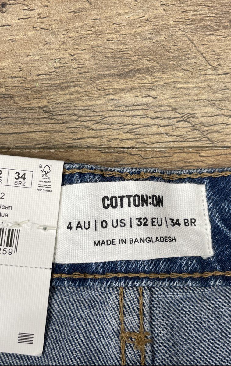 Cotton On Women's Cargo Wide Leg Jeans Nordic Blue Denim Multi Pocket NWT Sz 0